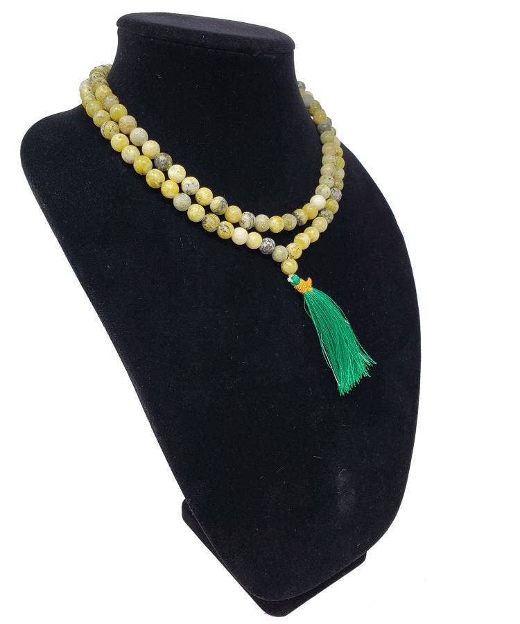 Serpentine Gemstone Necklace/Prayer Mala (108 beads)