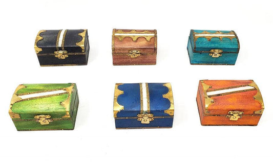 Assoted Color Wooden Boxes with Brass Decoration 2 x 3" - 6