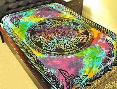 Celtic Knot Mandala Tapestry (Tie Dye) - 72" x 108"