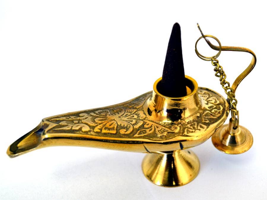 Brass Aladdin Lamp 5" (Genie Lamp)/ Cone Burner