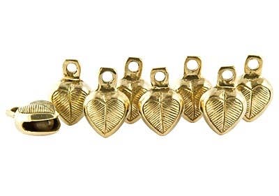 8 Pieces Brass Heart Bells - 2"H, 1.25"W