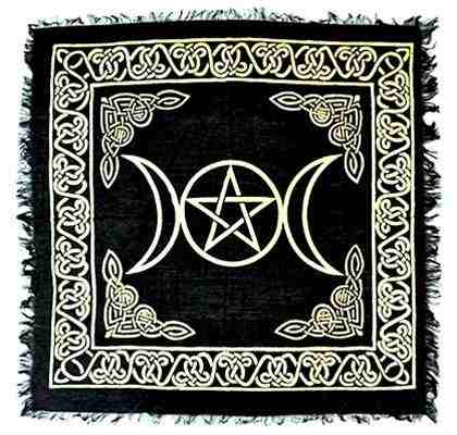 Gold Triple Moon Altar Cloth - 18" x 18"