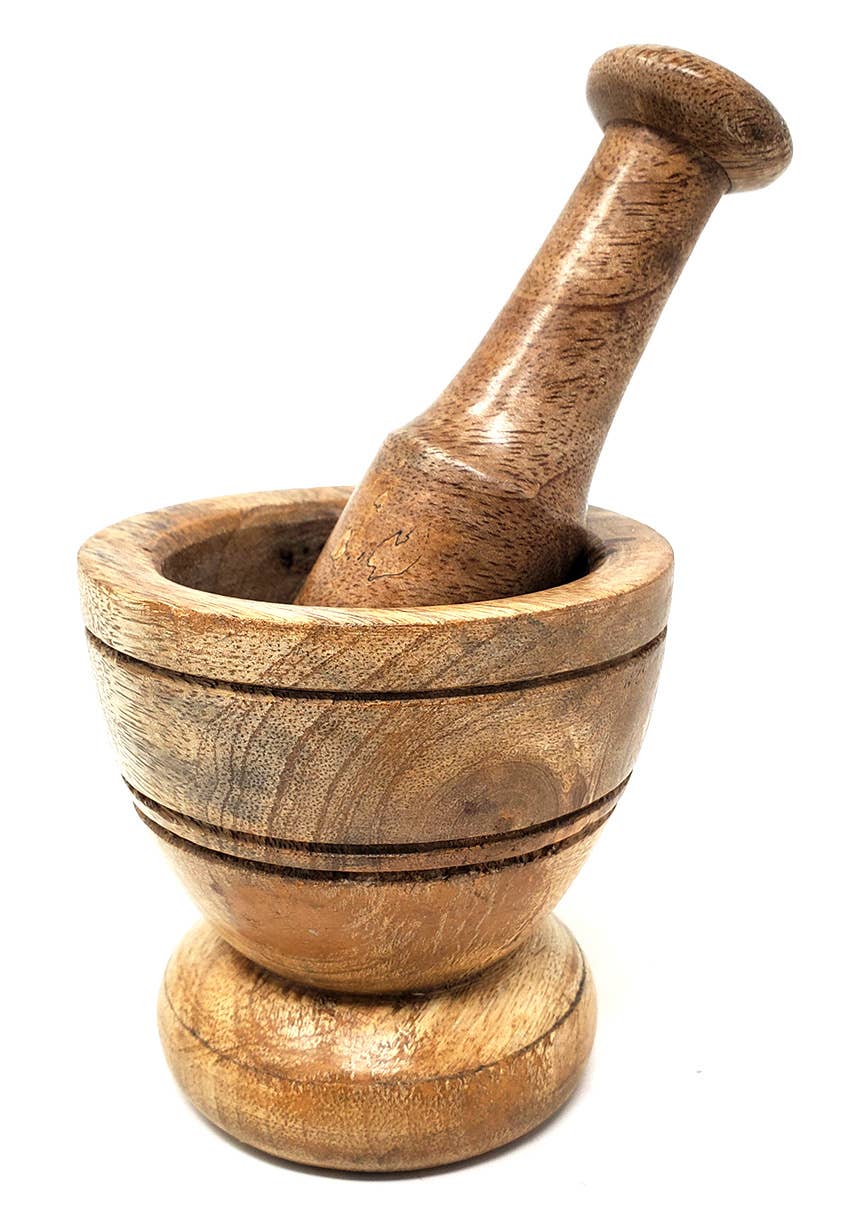 Wooden Mortar & Pestle 3.75"H x 3.5"W