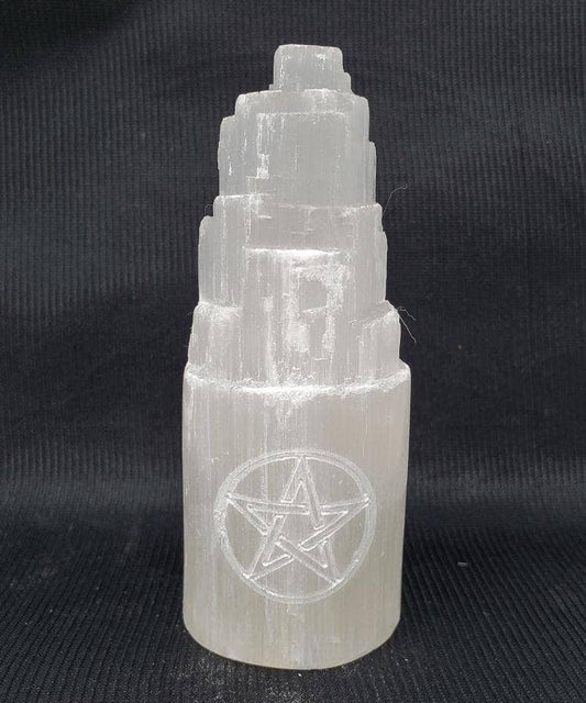 Pentacle Selenite Tower 4"