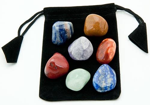 7 Chakra Tumbled Stone Set in Velvet Pouch