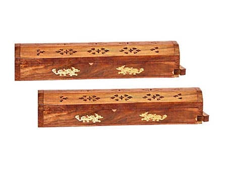 2 Pieces Dragon Wooden Incense Box Burner - 12"L