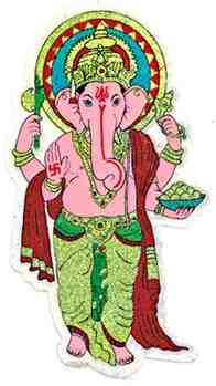 Ganesh Sticker - 3.75" x 7" (5 Per Pack)