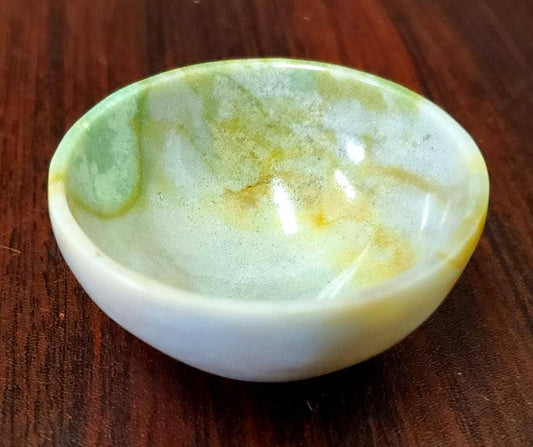 Fancy Agate Gem Stone Bowl 2" Diameter x 0.75" High