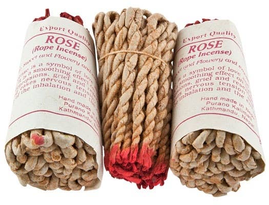 6 Packs Rose Tibetan Rope Incense 45 Sticks - 3.5"L