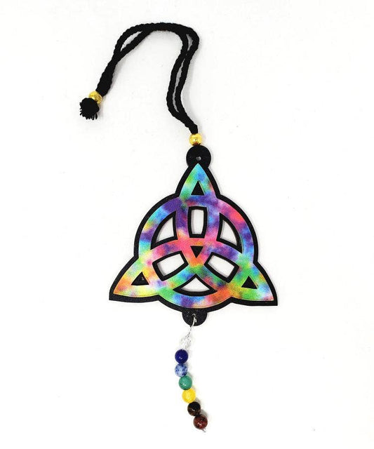 Triquetra Wooden Wall/Car hanging w/ Beads Aprrox. 7 inches