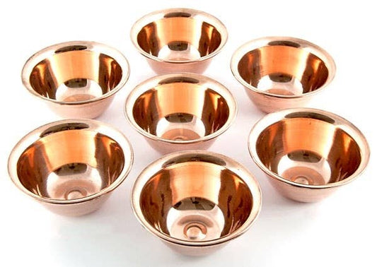 7 Pieces Tibetan Copper Offering Bowls Set - 4"D