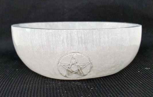 Pentagram- White Selenite Bowl 3.5"-4" Diameter