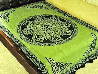 Celtic Knot Mandala Tapestry (Green) - 72" x 108"