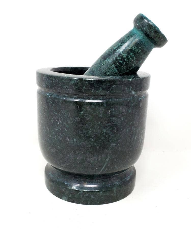 4" Green Marble Mortar & Pestle 3,75H