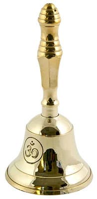 Om Symbol Brass Altar Bell - 5"H