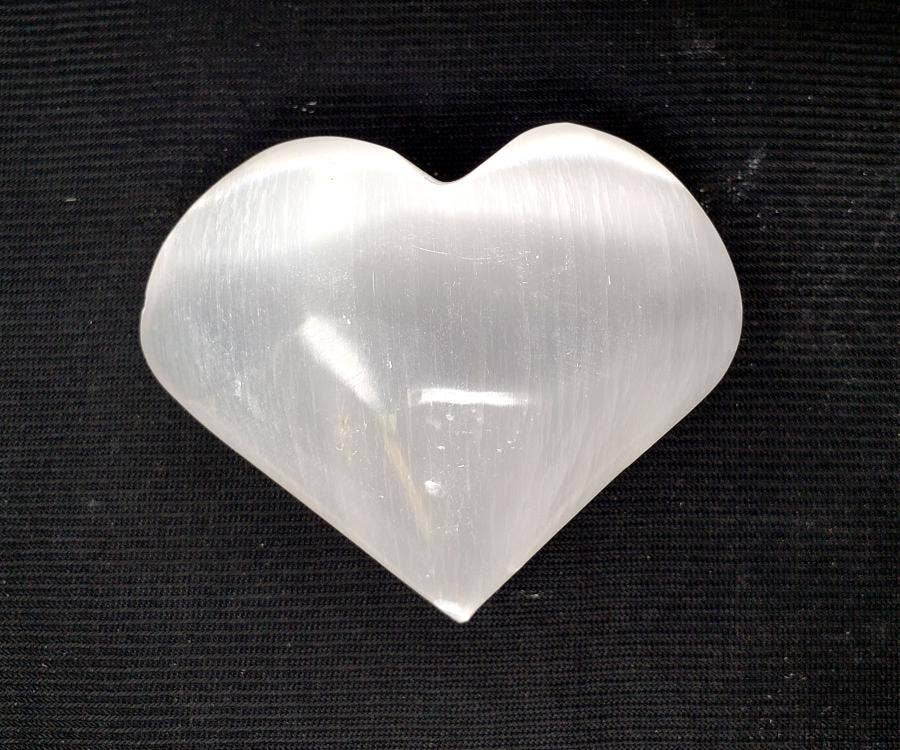 White Selenite Heart 2.5" - 3.5" Wide (7-8 CM)