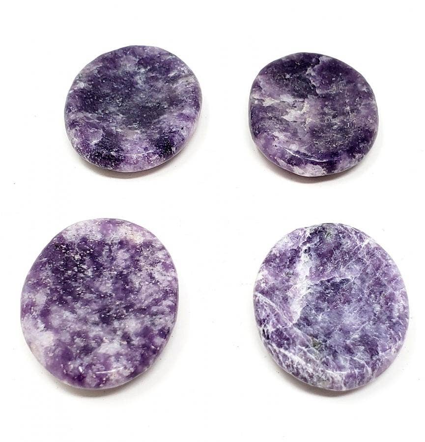 Worry Gemstone - Lepidolite Oval Stones (4 Pack) 1-1.5"L