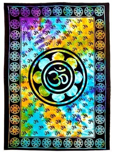 Lotus Om Wall Hanging Tapestry (Tie Dye) - 30" x 45"