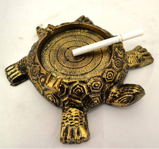 Metal Turtle Burner Cone Ash Tray Antique Finish 7"L x 4" D