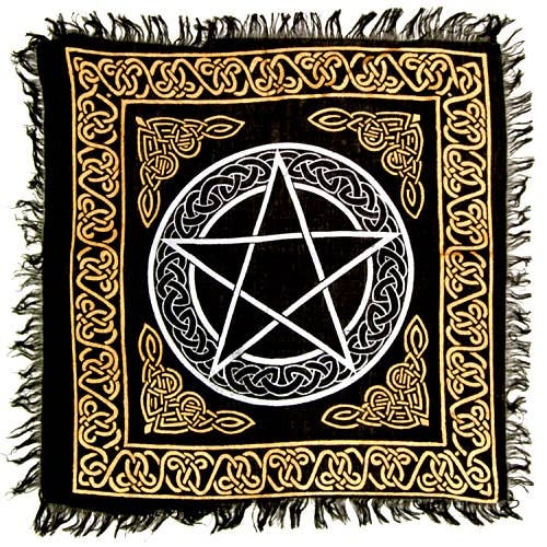 Pentacle in Gold & Silver Altar Cloth - 18" x 18"