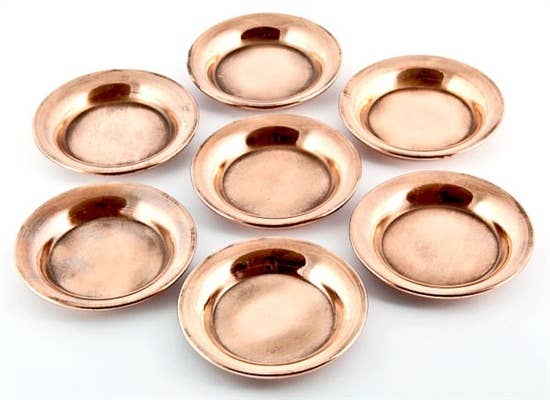 7 Pieces Tibetan Copper Offering Plate Set - 5"D