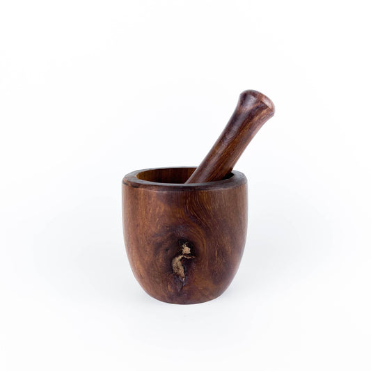 Dark brown Plain Wooden  Mortar & Pestle  - 3"H, 3.5"D