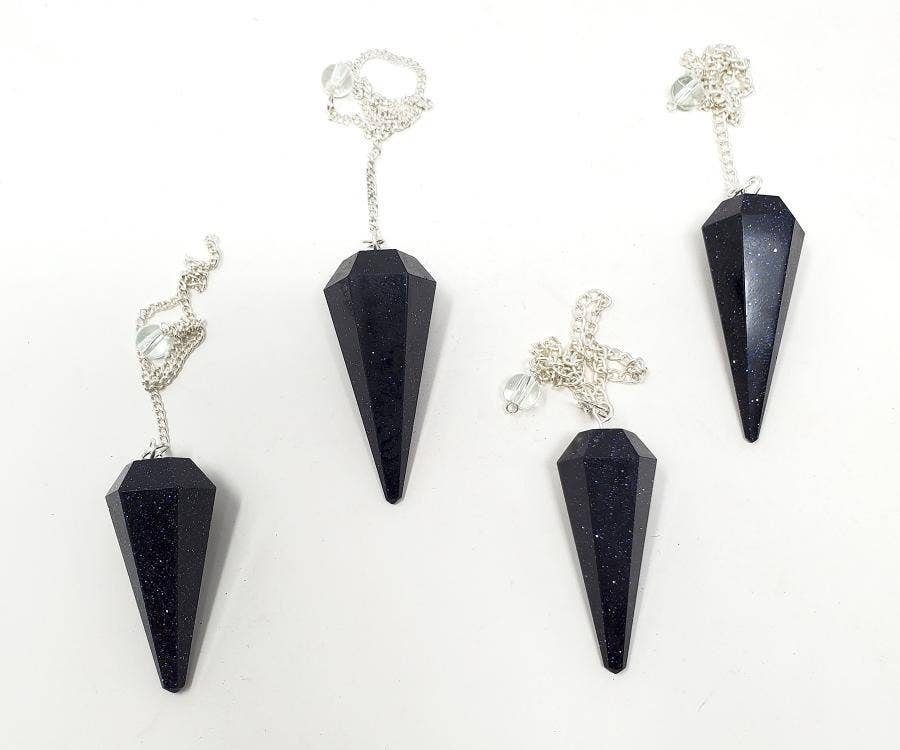 Blue Gold Stone Gemstone Pendulum with Chain(4PACK)