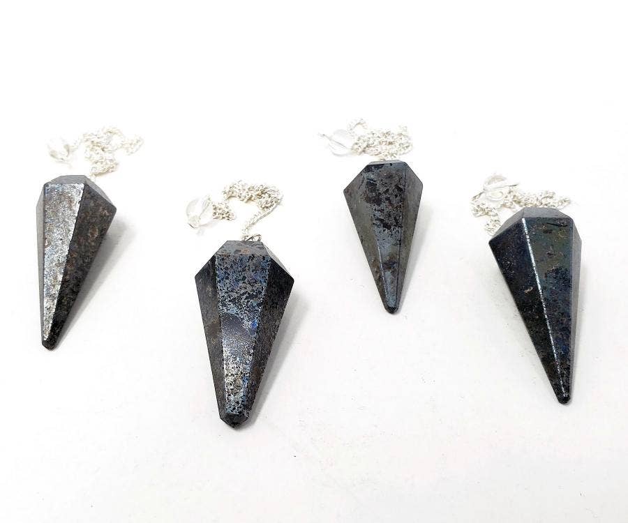 Hematite Gemstone Pendulum with Chain (4PACK)