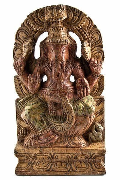 Lord Ganesh Wooden Statue Antique - 18"H_13