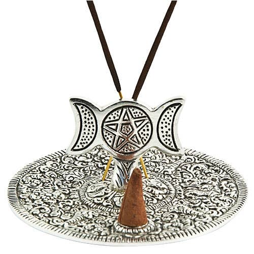 2 Pieces Triple Moon Incense Stick/Cone Burner - 4"D, 2.5"H