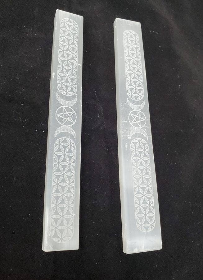 Selenite Triple Moon Wand 6-7" Long (Flat) - (2 pack)