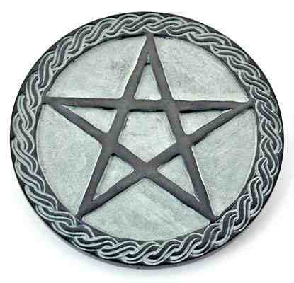 2 Pieces Pentacle Altar Tile Green Stone - 6"D