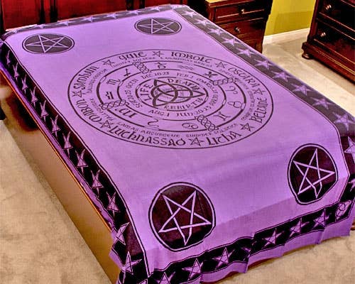 Triquetra Pentacle Tapestry (Purple) - 72" x 108"