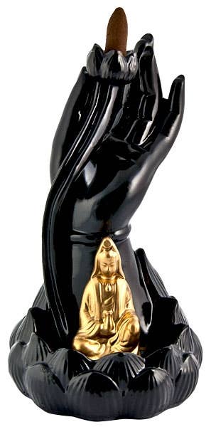 Kwan Yin Mudra Backflow Incense Burner - 8"H