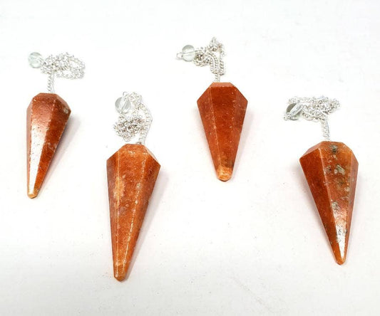 Orange Sunstone Gemstone Pendulum with Chain(4PACK)