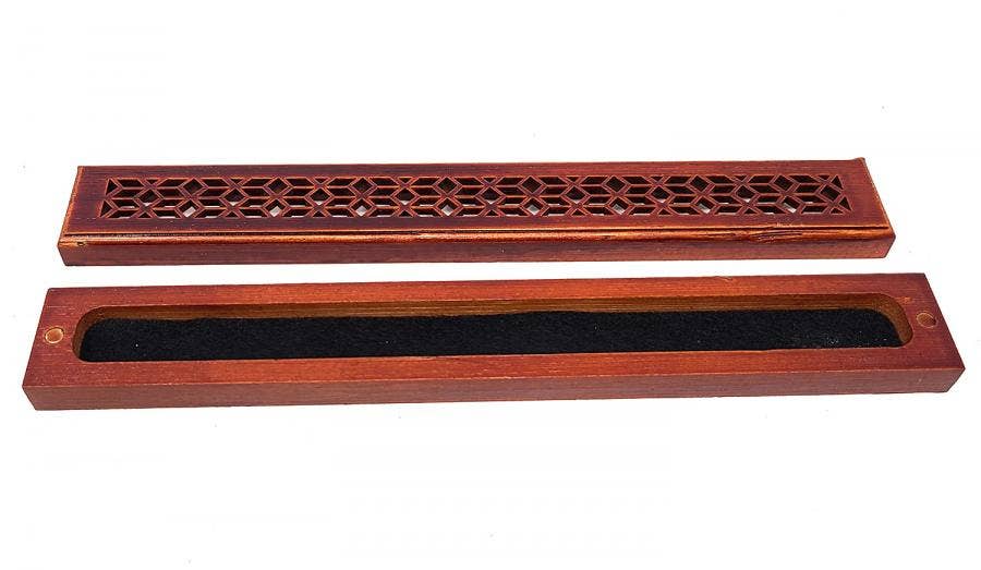 Medium Size - Rosewood Finish Wood Incense Box Burner