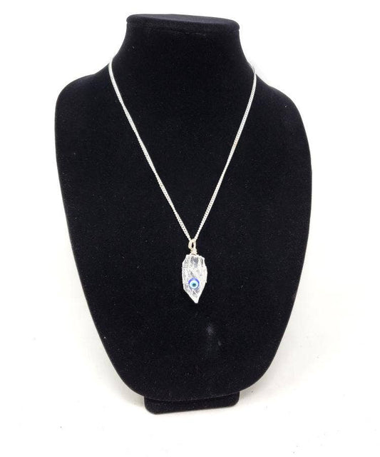 Evil Eye with Crystal Quartz Gemstone Pendant 1"-1.5"