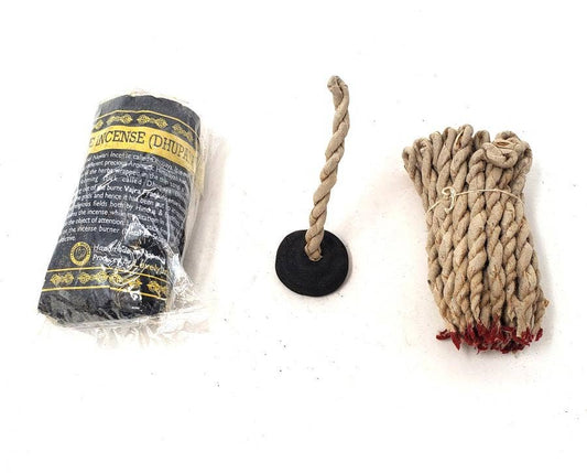 Tibetan Rope Incense - Vajra Frankincense 45 Ropes with Bur