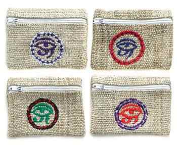 4 Pieces Egyptian Eye Hemp Coins Bag Set - 4.5"x3.5"