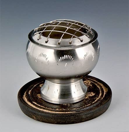 Brass Screen Charcoal Burner in Pewter Finish - 2"D, 2"H