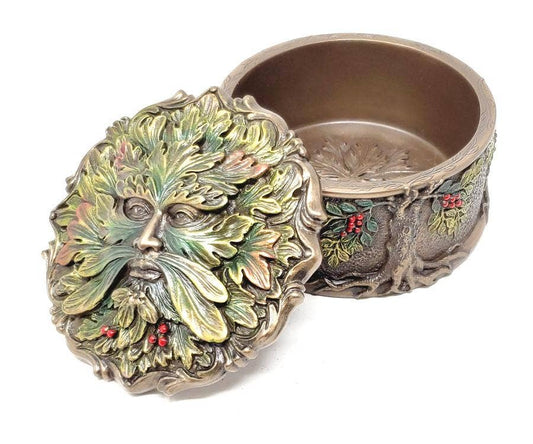 Greenman Trinket Box 3 7/8" x 3 7/8" x 2.5"H