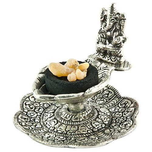 Lord Ganesh Offering Hand Charcoal & Cone Burner - 4"D, 3.5H