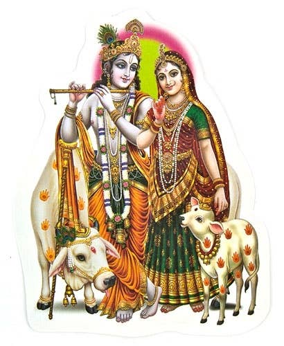 Radha & Krishna Sticker - 4.5" x 6" (10 Per Pack)