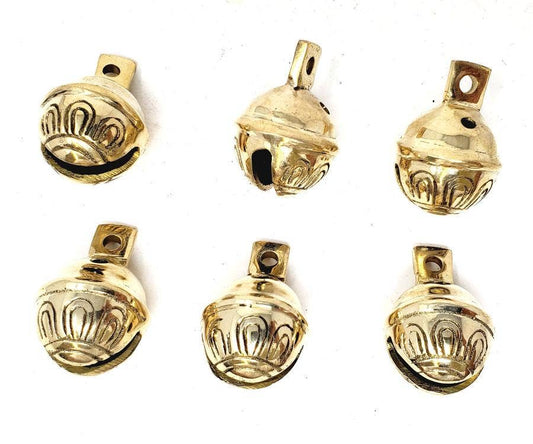 Sleigh Carved Ghungroo Brass Bells 1.75" High (6 Pieces)