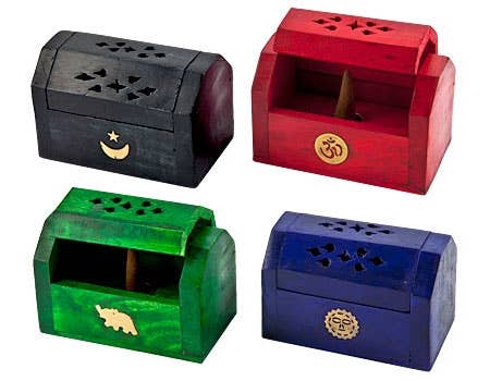 4 Pieces Assorted Color Mini Coffin Box Burner Set for Cone