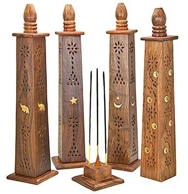 4 Pieces Assorted Wooden Tower Sticks/Cone Burner - 12"H 1