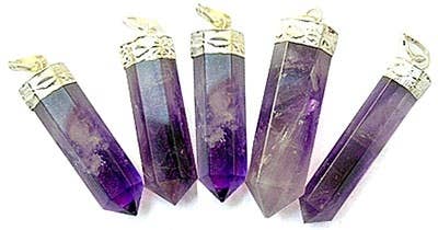 5 Pieces Amethyst Pencil Point Pendant Set - 1.5"L