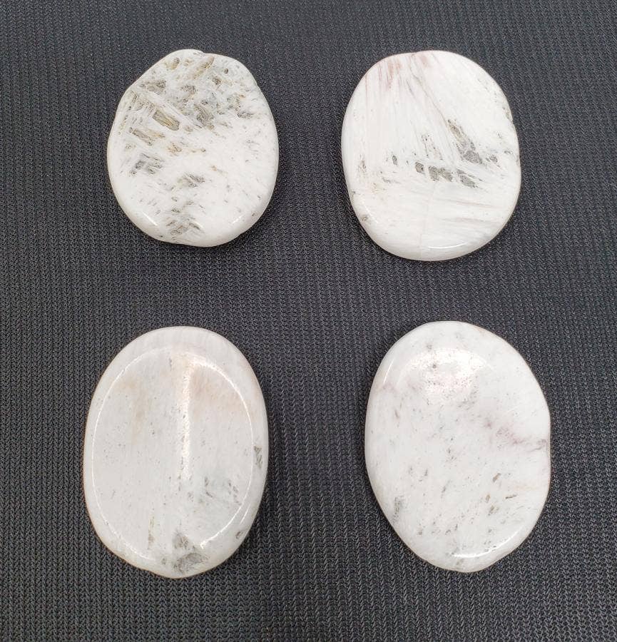 Worry Gemstone - Scolecite Oval Stones (4 Pack) 1-1.5"L