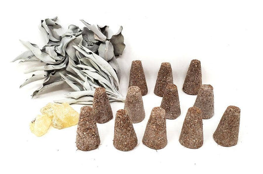 (12 pack) Copal &White Sage Smudge Cones 1"H - 100% Natural