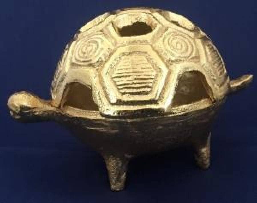 Golden Turtle Burner/Candle Holder Antique Finish 5"L 3" Hig